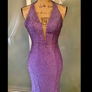 Mermaid purple prom dress